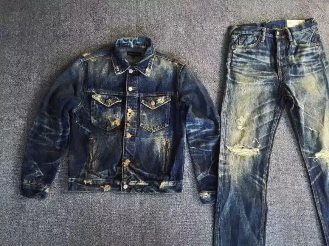 Lotfeel Custom High quality vintage wash distressed Japanese selvedge jeans denim selvedge jeans