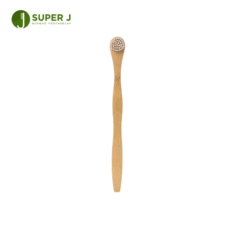 Wholesale round head custom wood handle biodegradable bamboo toothbrush