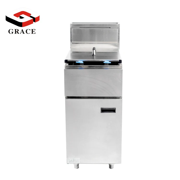 Grace Commercial Restaurant Equipment Freestanding 2 Basket Gas Open Fryer Single Tank Gas Deep Fryer