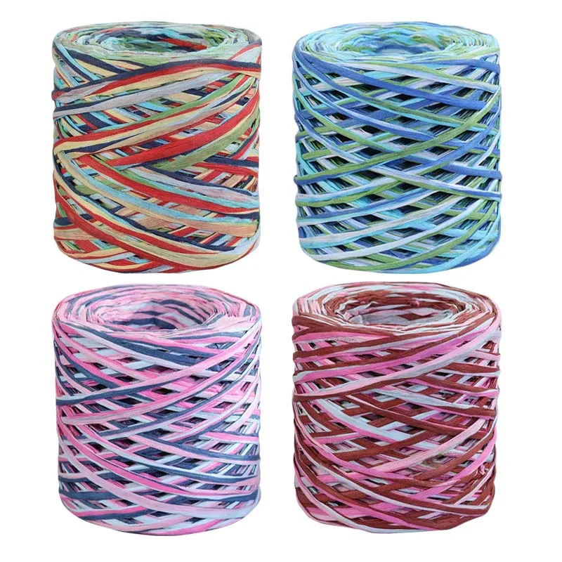 Wholesale 200M Colorful Package DIY Crafts Paper Raffia Ribbon For Gift Box Packing Party Decoration