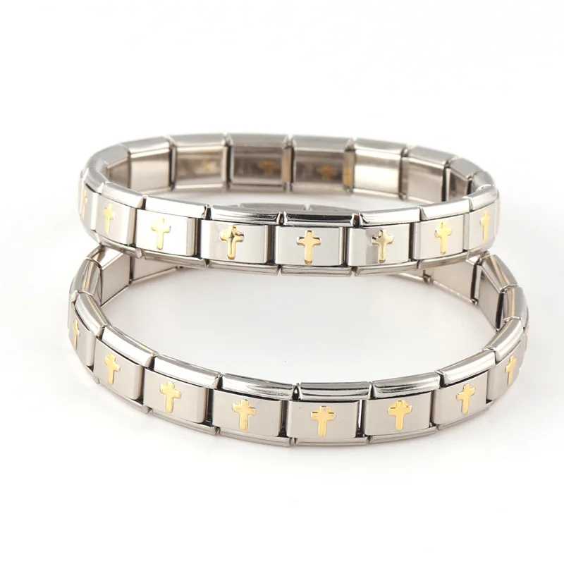 Wholesale 18Cm Italian Bracelet Stainless Steel Charms Gold Heart Italian Steel Charms Links Bracelet