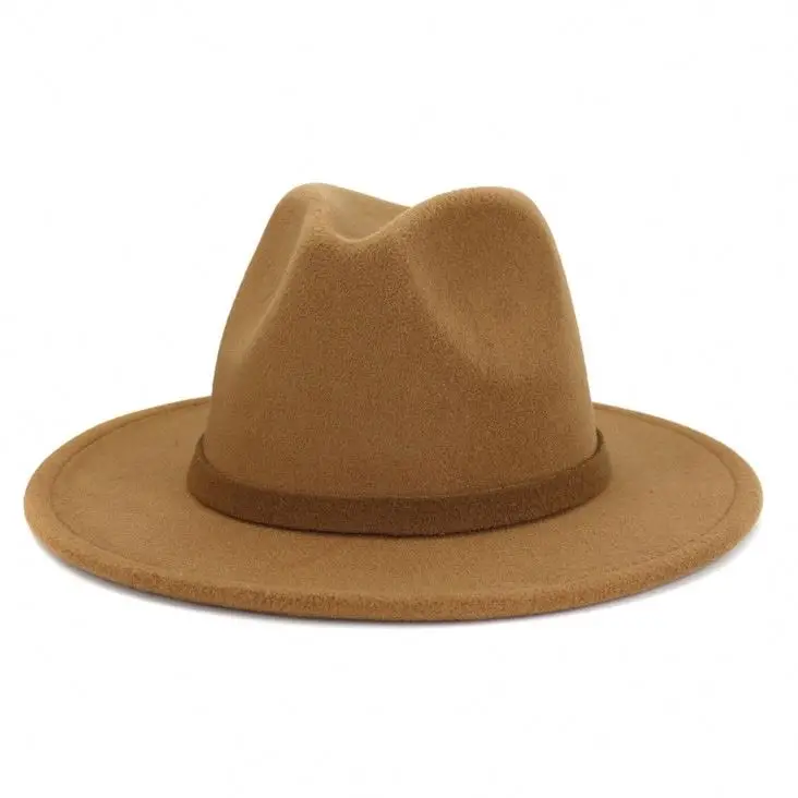 Hot Selling Europe and America Belt Decoration 100% Wool Felt Fedora Hat For Women