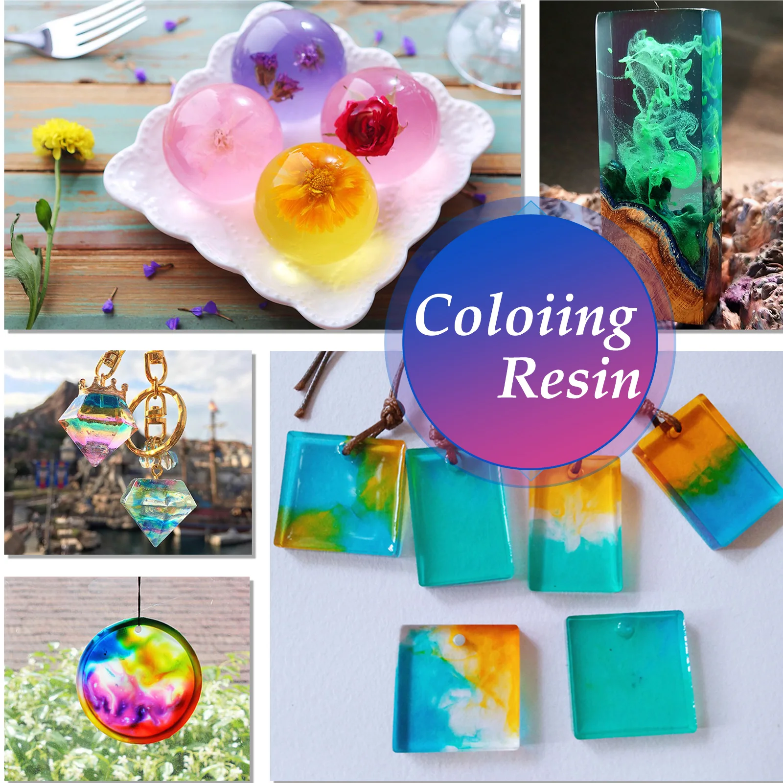 2000g UV Resin Kit Crystal ClearKit Keychain Making Kit Making Kit Cure with UV Lamp and Sunlight