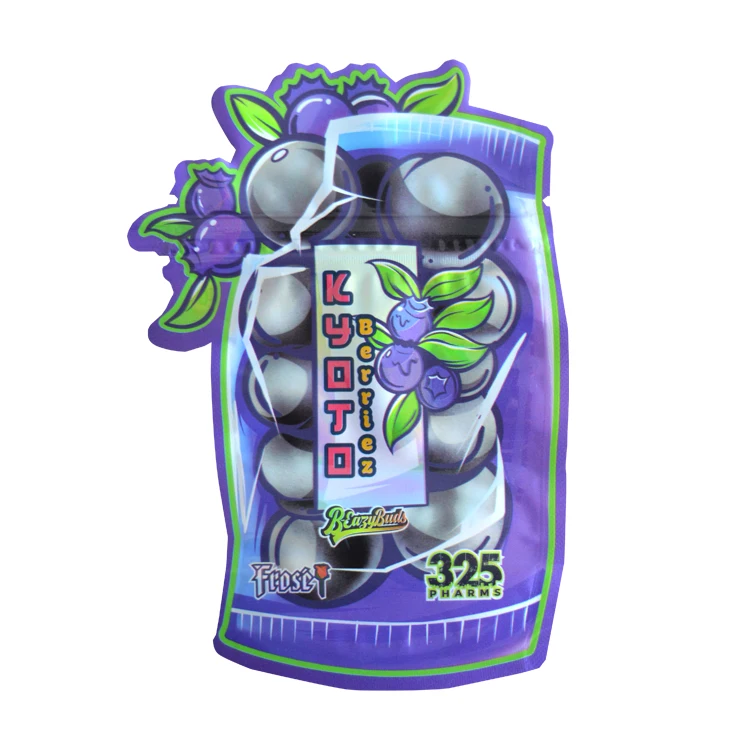 Custom Printed 1g 3.5g 7g 14g 28g Child Resistant Edible Cookie Candy Shape Die Cut Mylar Bags 3.5g