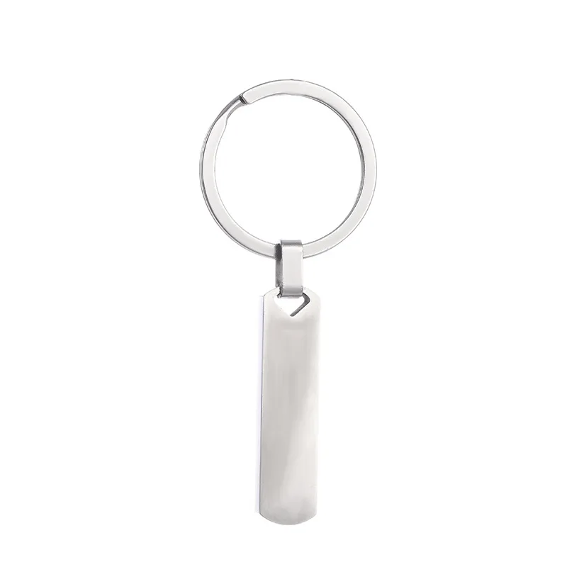 Hot Selling In Factories Engrave Stainless Steel Key Chain Mirror Polished Rectangle Bar Pendant Key Chain