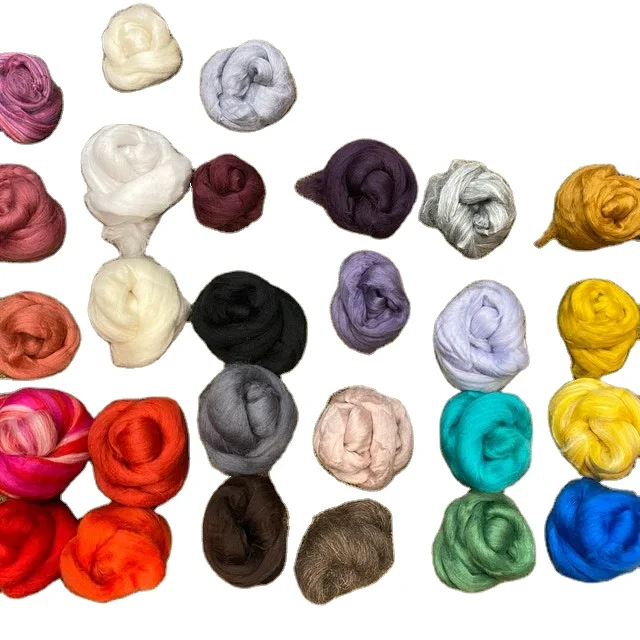 wool top merino wool yarn roving top  with colorful