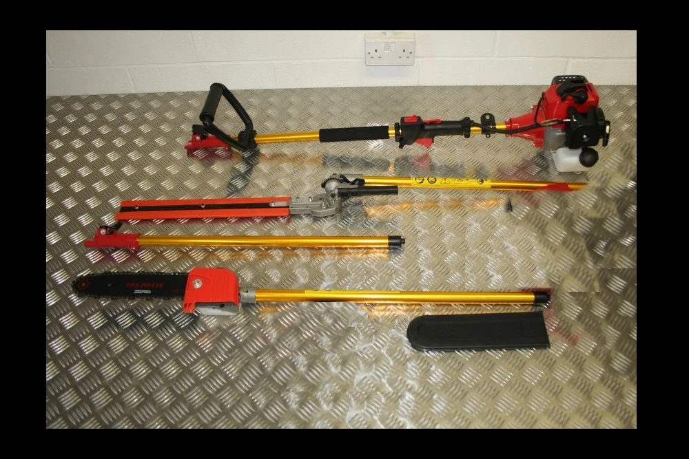 CE approved 33cc garden multi-task brush cutter attachment, long reach hedge trimmer, chain saw