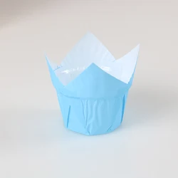 Manufacturer sales baking cups Disposable Greaseproof blue paper tulip cupcake liners