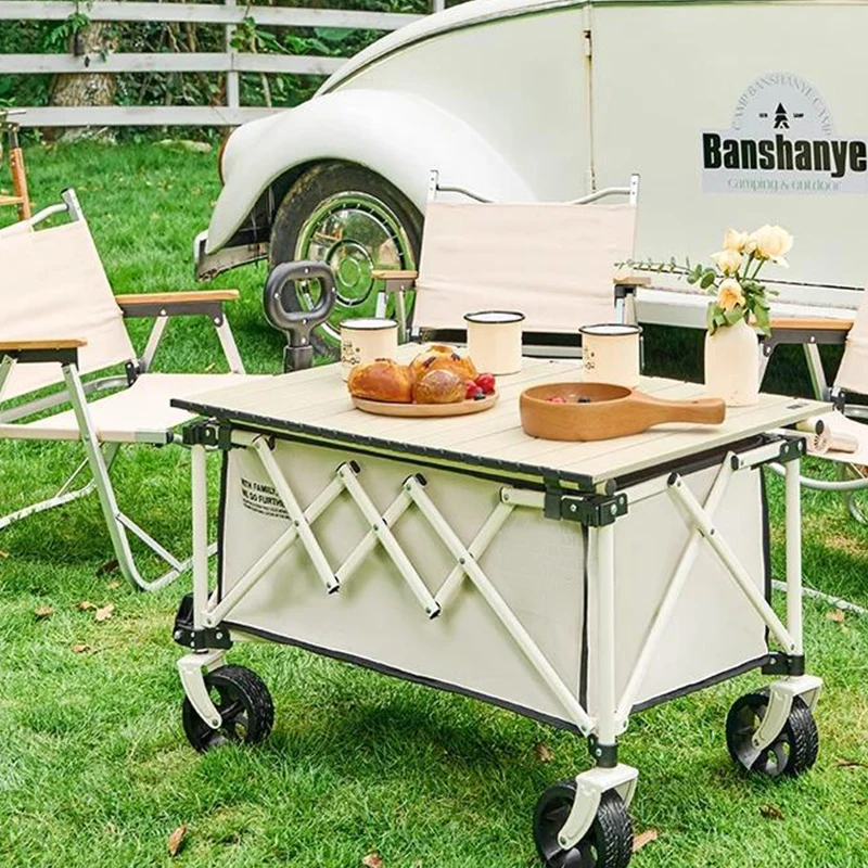 Entai beach cart home pulling tools cart 5 inch ground camping universal metal folding chair cart car shopping picnic trolley