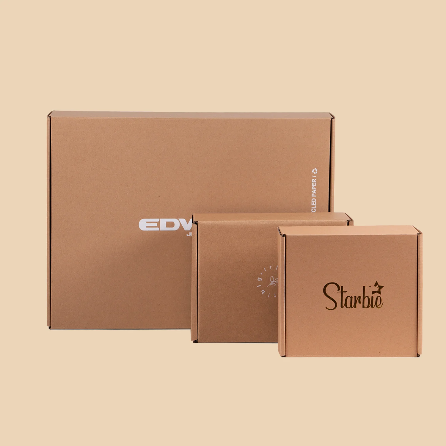 Custom Logo Printed Ear Lock Corrugated Cardboard Paper Packaging Mailer Postal Shipping Box