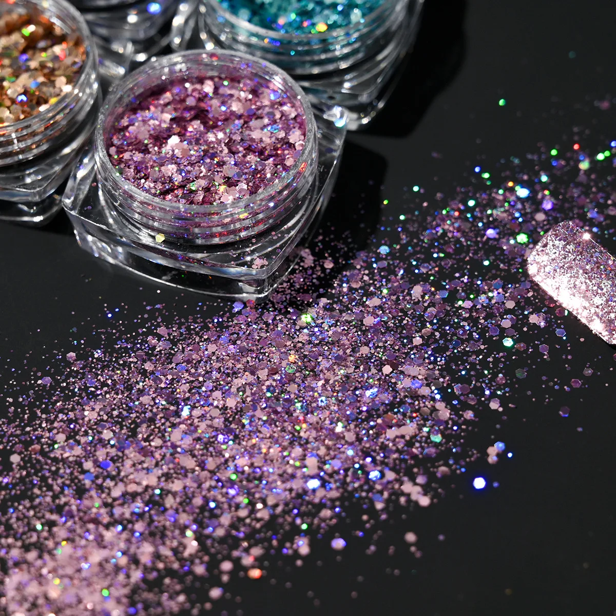In Stock Fast Shipping New Design Solvent Resistant Polyester Holographic Silver Chunky Glitter For Nail Resin Tumbler