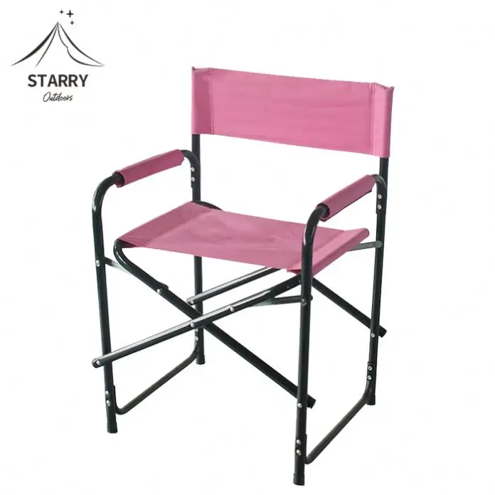 Premium heightened canvas director chair Aluminum foldable solid wood frame makeup chair with footrest custom