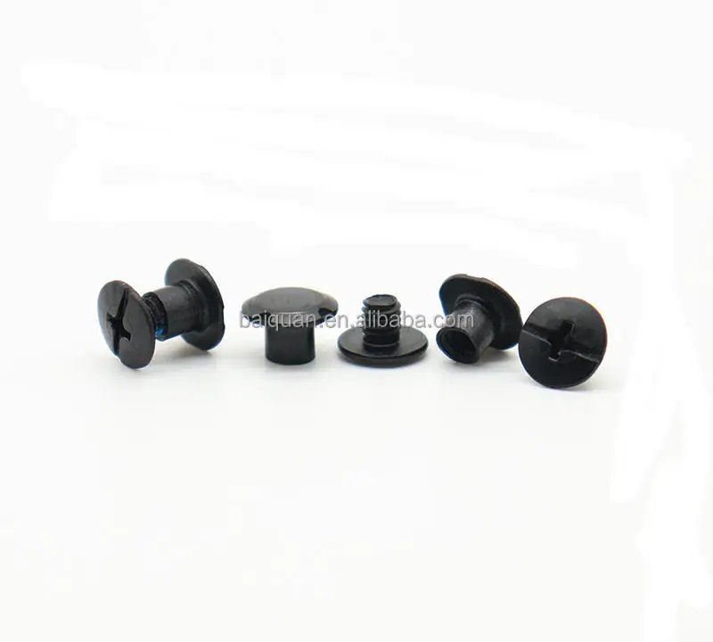 Matt Black With Nylon Patch Pf Head Round Head Stock Supply 5Mm Long Black Metal Binding Chicago Screws For Menu And Books