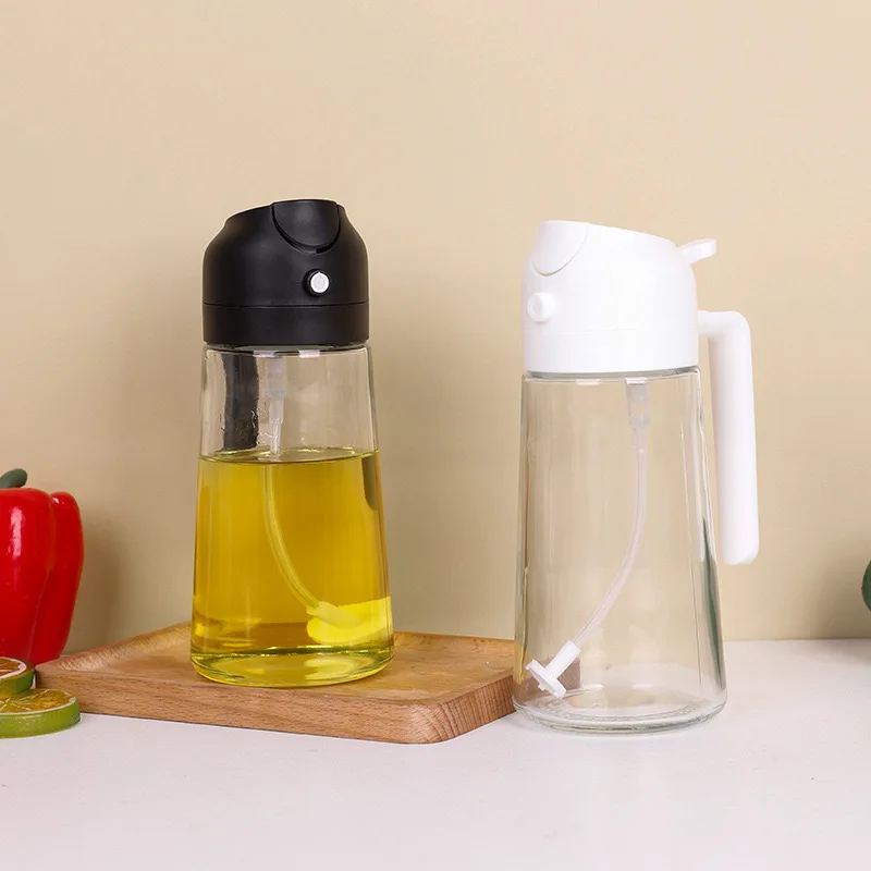 Kitchen Manual multi functional transparent hand pump 470ml fex-spout oiler bottle dropper oiler can