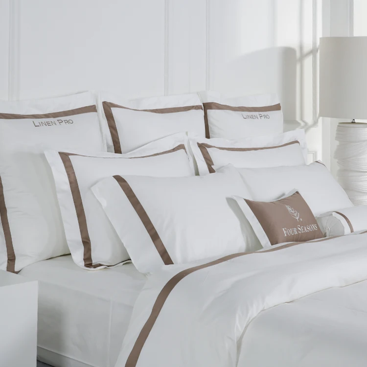 LinenPro New Bed Sheet Embroidery Design 5 Star Hotel Bedding Sets 100% Cotton