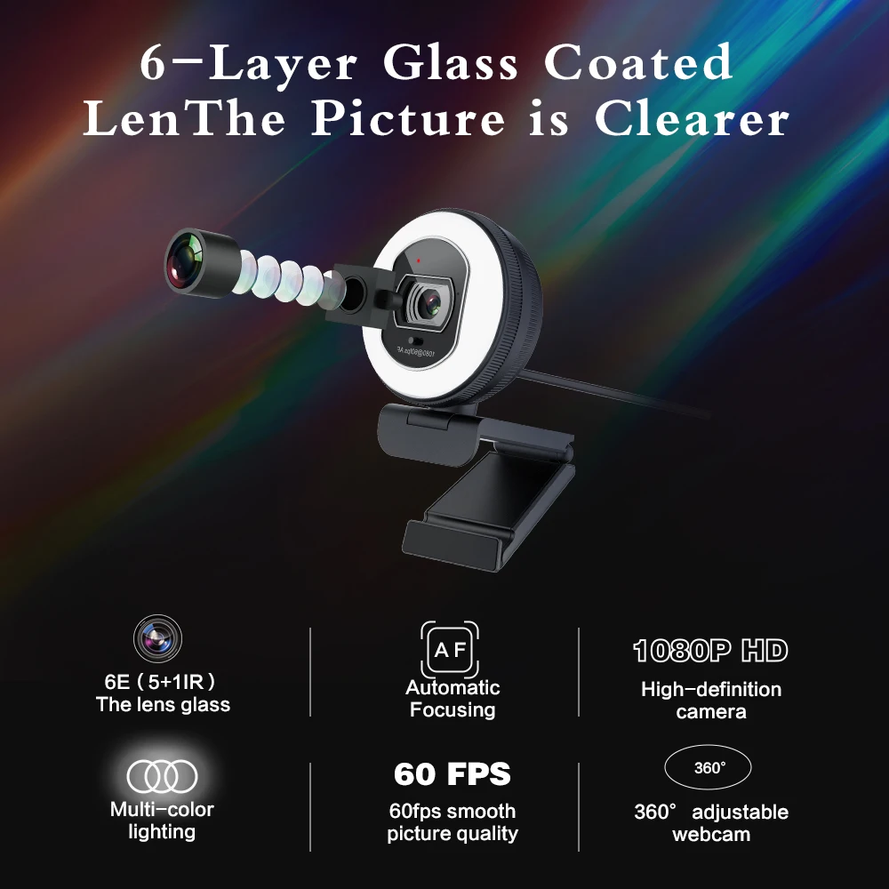 High Quality 1080p 60 Fps 75db Hdr Remote Control Portable Plug And Play 3 Level Brightness 2k Wide-Angle Webcam Module