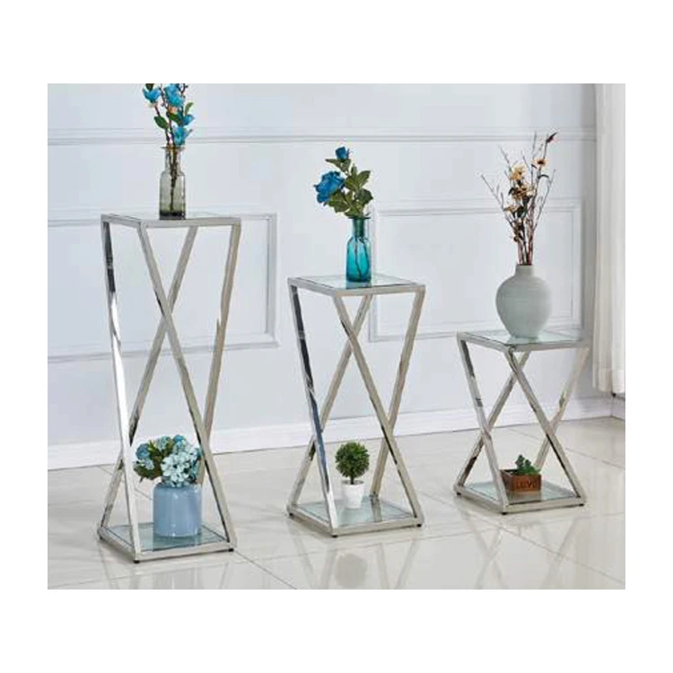 Современный дизайн шикарная стойка из нержавеющей стали со стеклянной столешницей и