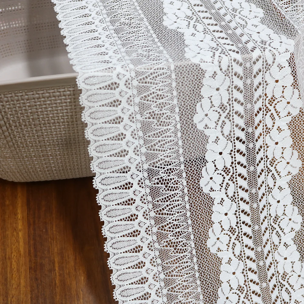 23.5cm Wide Nylon Spandex Tulle Knit Fabric with Embroidered Decorative Mesh Lace Trim Quick-Dry Feature for Bra & Dress Designs