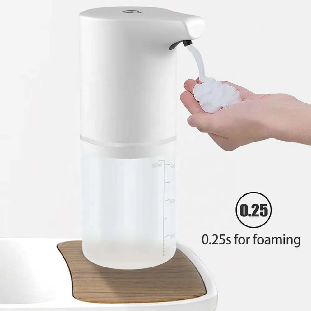 350ml Liquid Foam Soap Automatic Touchless Hand Foam Soap Dispenser Brown Box Plastic Graphic Design White OEM Modern 2 Years