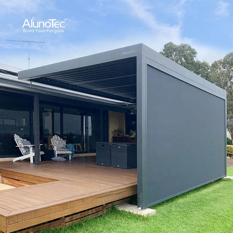 Snowproof and Windproof Outdoor Luxury Modern Pergola Gazebo Automatic Outside Shading System for Swimming Pool