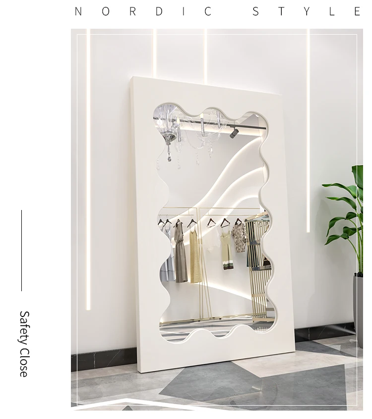 
Wholesale Nordic Scandinavian Fast Dispatch MDF Irregular Decorative Framed Wall Mirror 