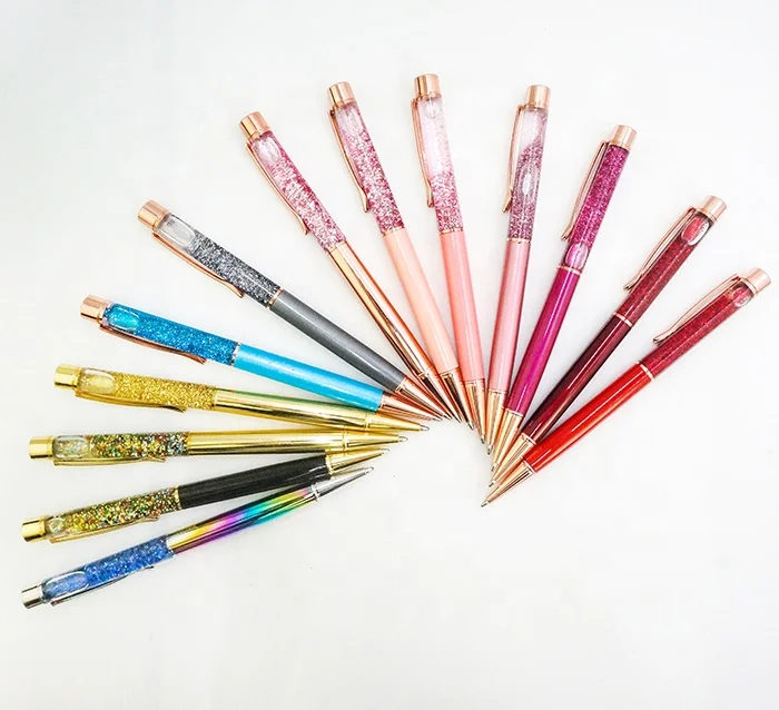 Y-24 НОВЫЕ шикарные дизайнерские шлепанцы; Цвет золотой Жидкостная фольга металлическая шариковая ручка подарка выдвиженческие изготовленные на заказ логотип плавающий сделай сам блестящие