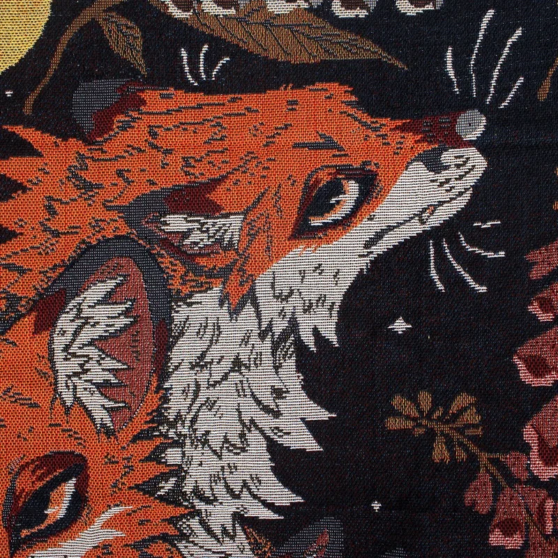 Custom Five Foxes Jacquard Tassel Throw Cotton Blend Decorative Woven Tapestry Blanket