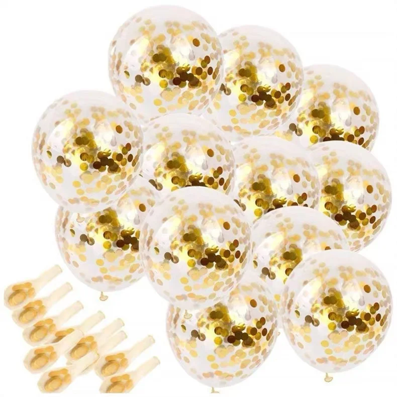 Wedding decoration birthday party decoration 12 inch paper sequin balloon stuff golden bubble confetti balloon