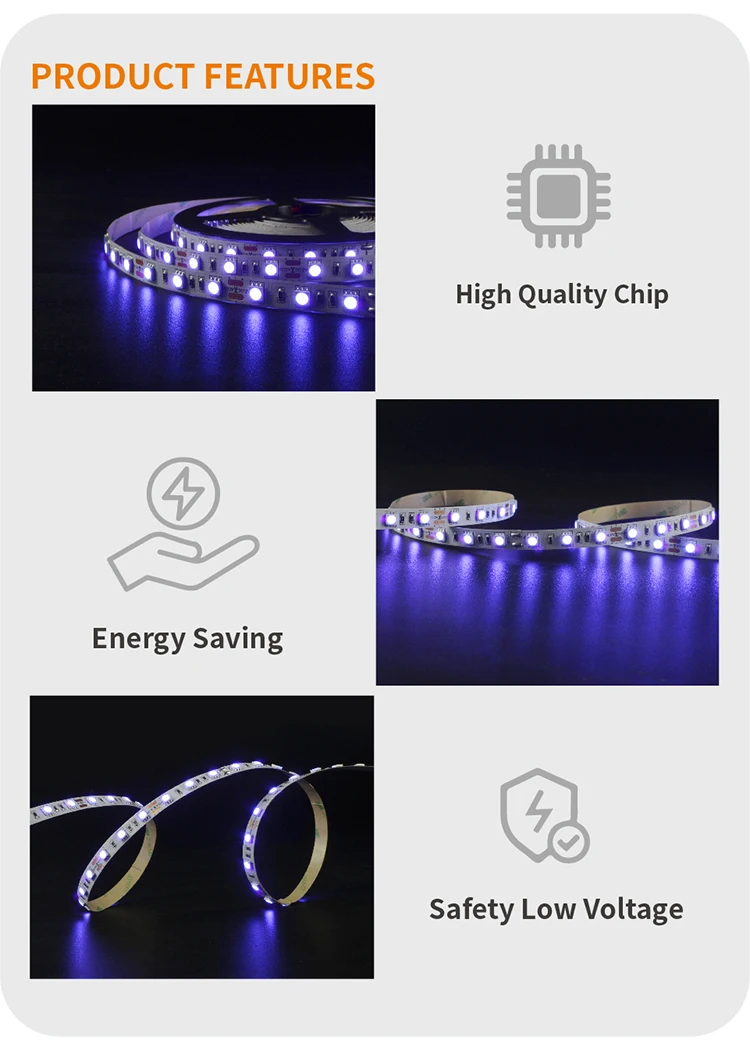 Заводская цена для SMD 5050 60 светодиодов/м 120 высокой яркости Высокая эффективность более 70 лм/Вт светодиодные полосы света