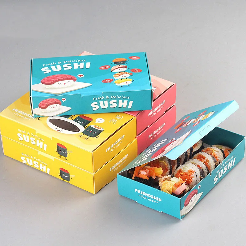 Wholesale Customizable Square Recyclable Food Grade Paper Boxes Food Sushi Packaging Box