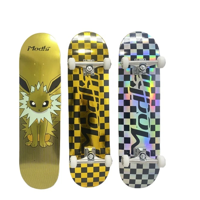 JIESEN Hot Sale Laser Skateboard Custom Pro Skate Board Deck Cheap Price Manufacture Lsare Foil 7 Layers Wood Maple
