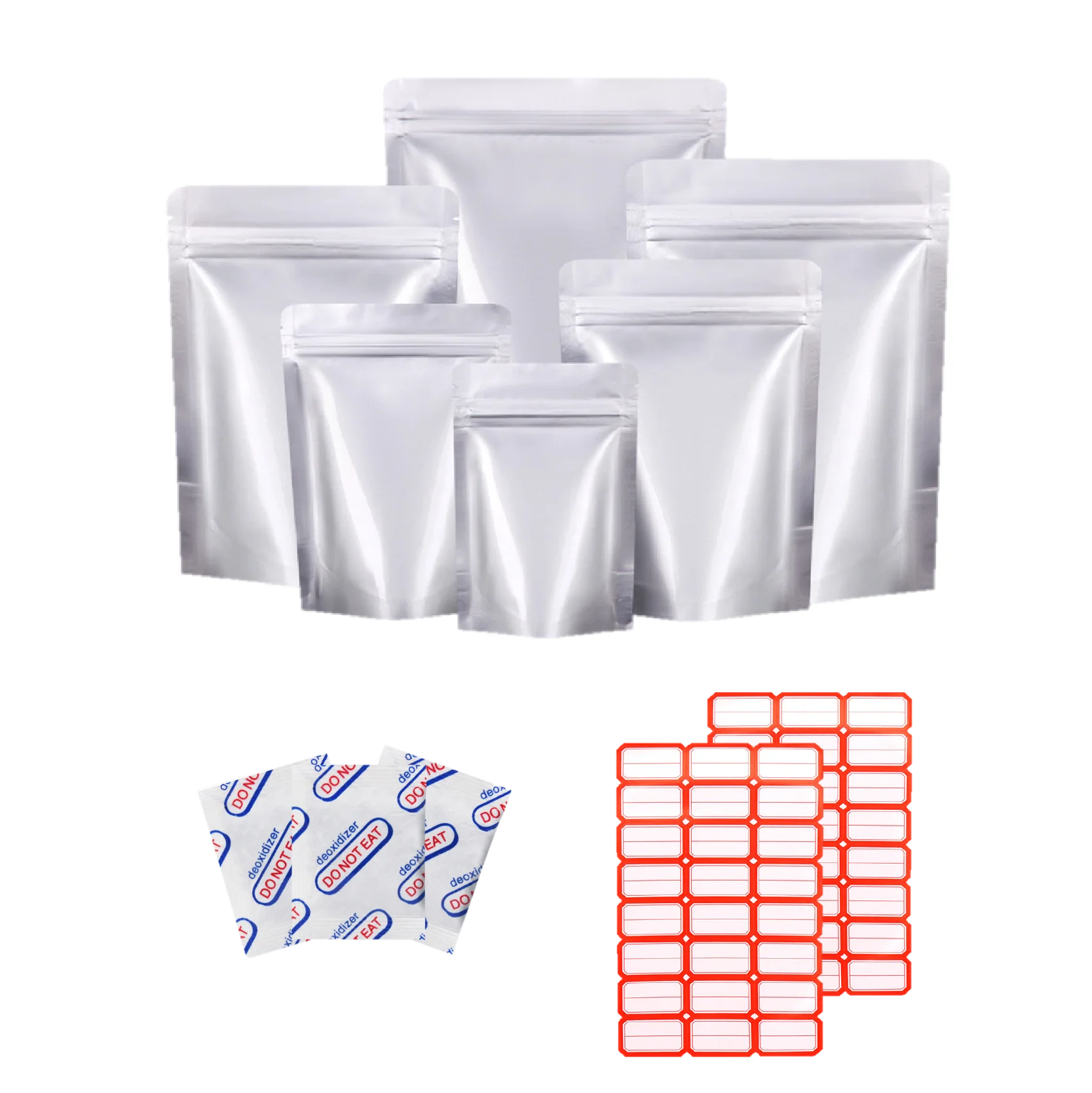 Premount Ziplock Stand Up Pouch Aluminum foil Food Storage 5 Mil Mylar Bags With Stickers