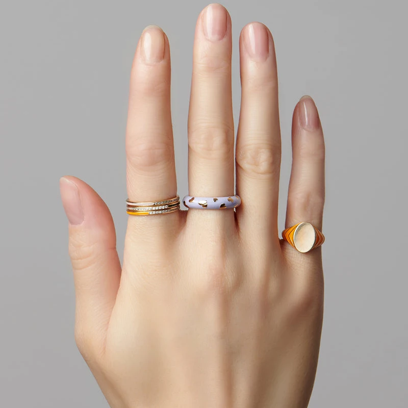 Minimalist Design 925 Sterling Silver Neon Colorful and Sparkle CZ Enamel Statement Ring For Women