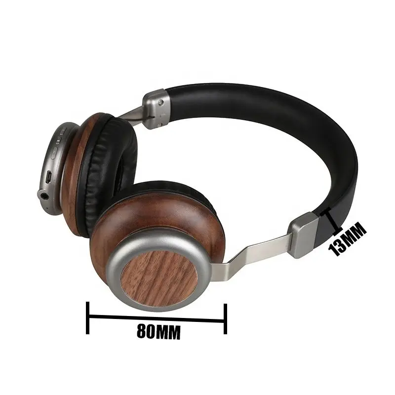 Great Value Hifi Stereo Over-Ear Headphones Earphone Comfortable Leather Wooden Wireless Headphone Headset For Gaming