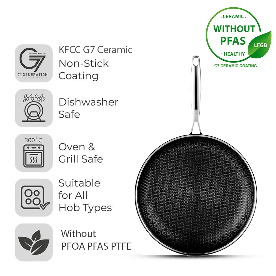 German Popular 12 Inch Stainless Steel Fry Pan Nonstick Coating Skillets Hexclad For Induction Cooker Cooking Frying Pan