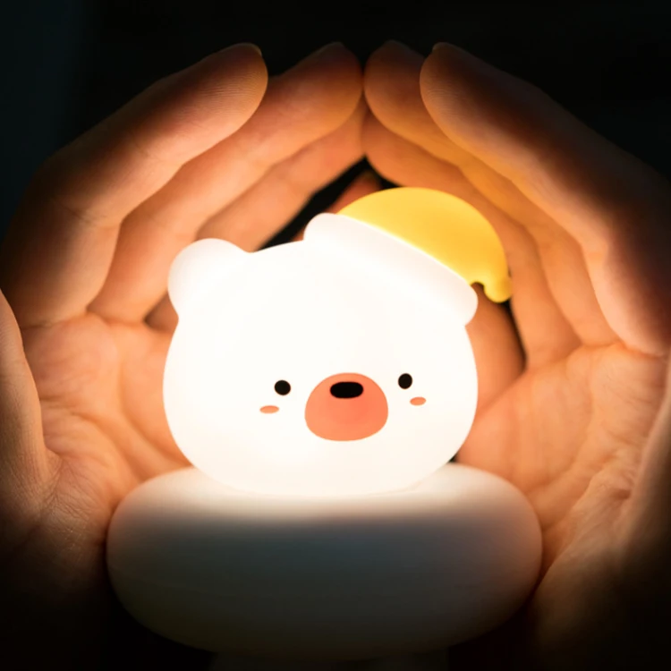 Soft Cat Silicone Baby Nursery Lamp Sensitive Tap Control 7 Single Colors Cutely Pet Night Light Lamp