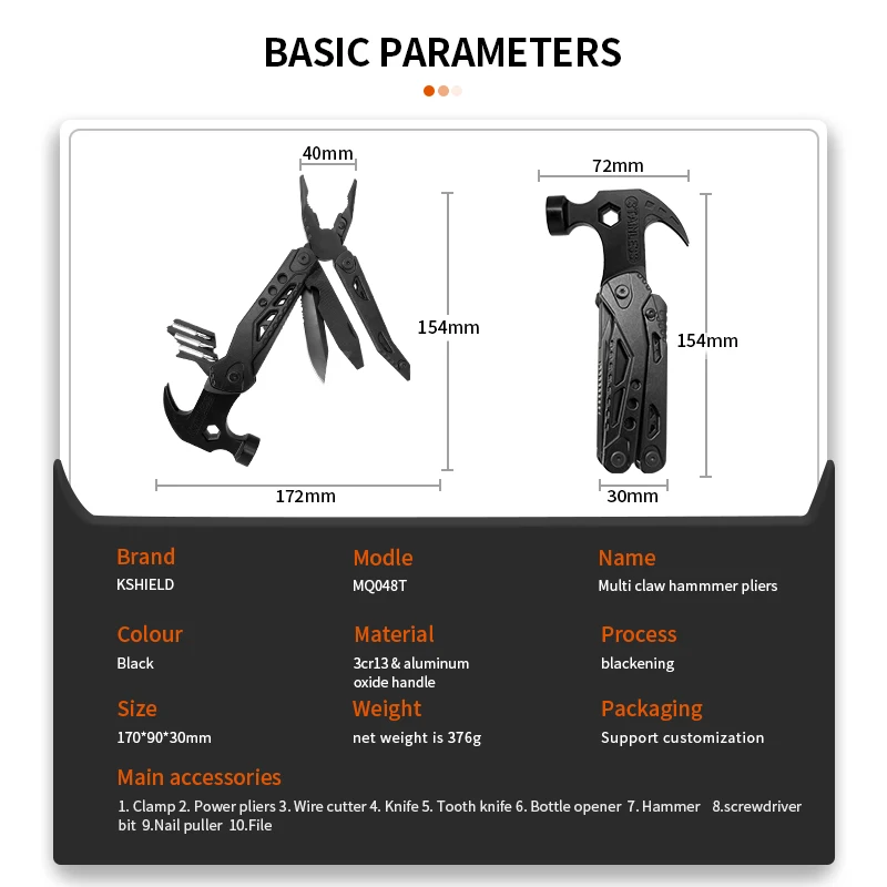 Spot multifunctional tool hammer pliers outdoor survival camping mini claw hammer