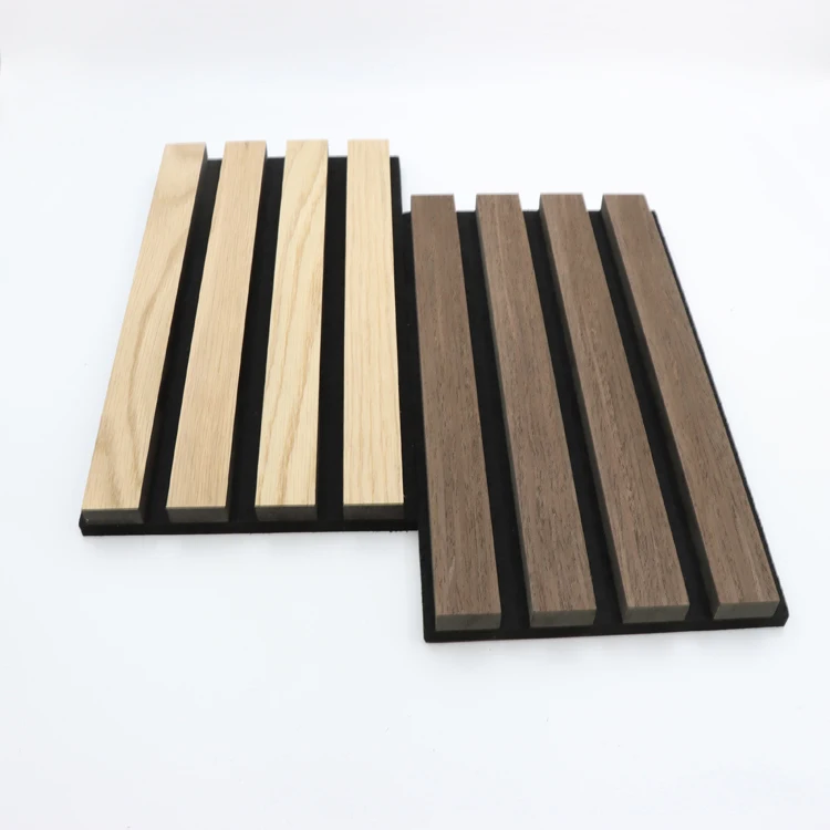 Environmental Wooden Veneer 3d Pet Mdf Composite panel Wall slatted soundproof Board Wooden Acoustic Slat Panel