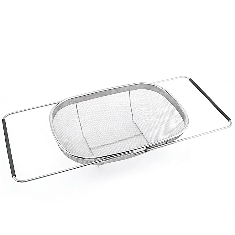 Hot Sale  Sink Mesh Basket With Silicone Handle Fruit Vegetable Mesh Strainer Flour Sifter Sieve Colander