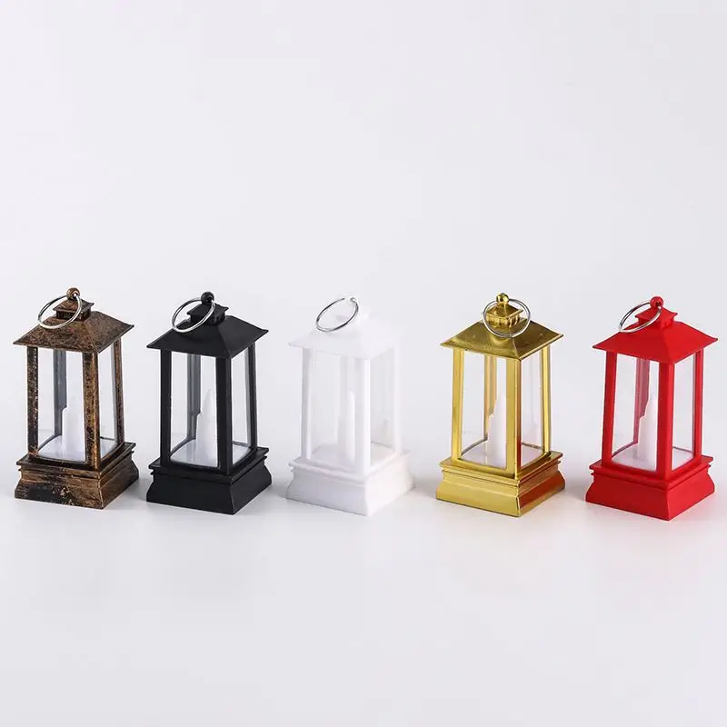 Super Hot Retro Christmas Ornaments, Warm White Led Long Taper Candle Mini Wind Lantern