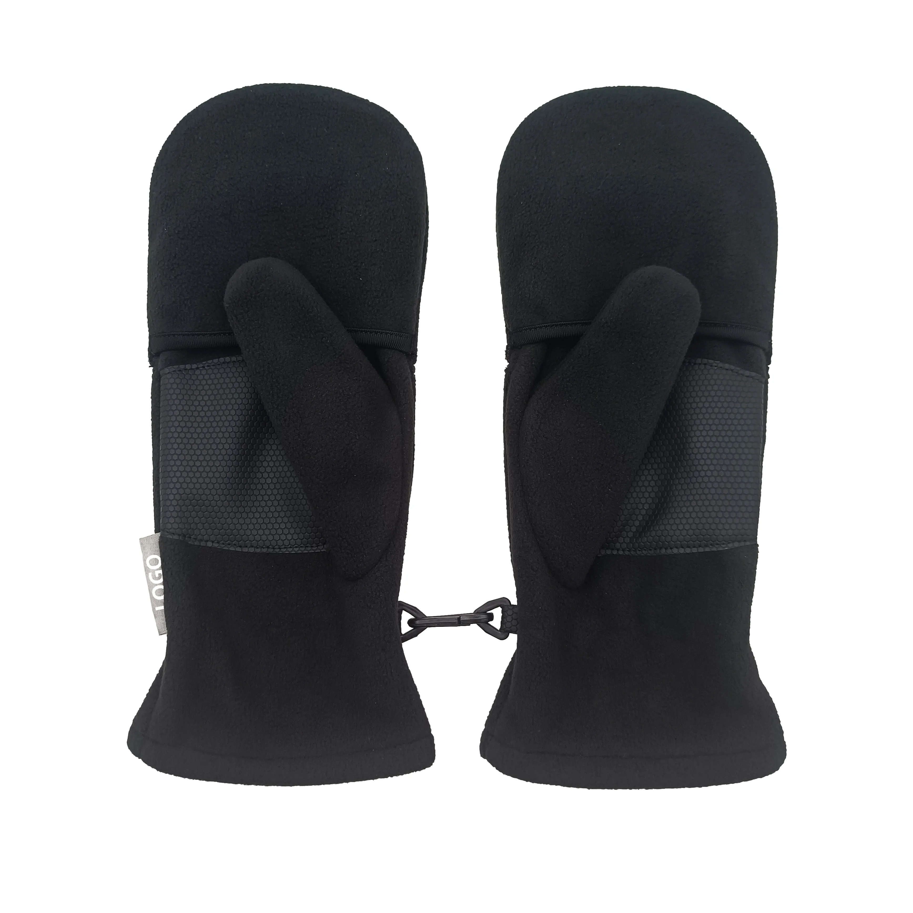 2 in 1 polar fleece unisex thermal sports mittens flip cover half fingers winter gloves