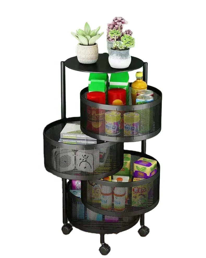 5layers  multi-layer rotating  basket storage rack household sundries fruit and vegetable rack