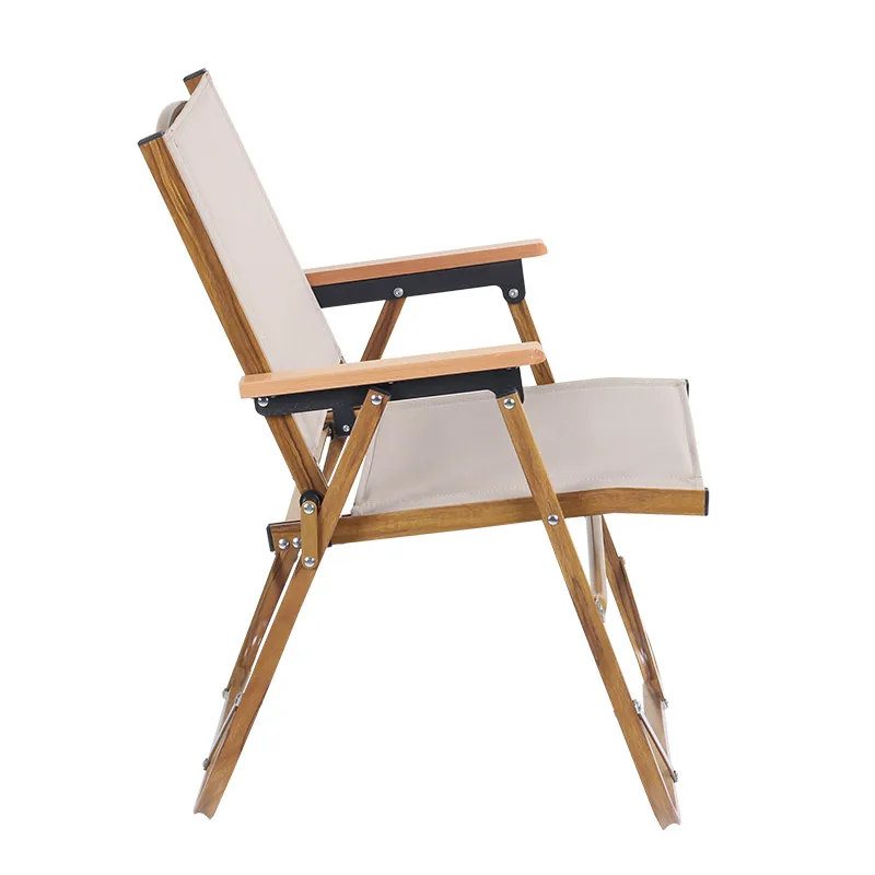 Custom Logo Portable Lightweight Aluminum Wood Grain Beach Garden Outdoor Low Folding Camping Chair