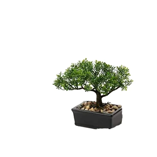 Miniature Green Artificial Plants Small Plastic Potted Trees Flowers for Home or Office Decorations