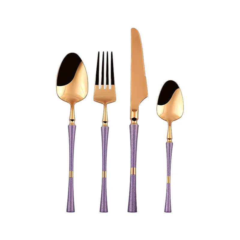 hot selling wholesale cheap travel flatware sets reusable silver stainless steel spoon fork  knife wedding gold flatware set