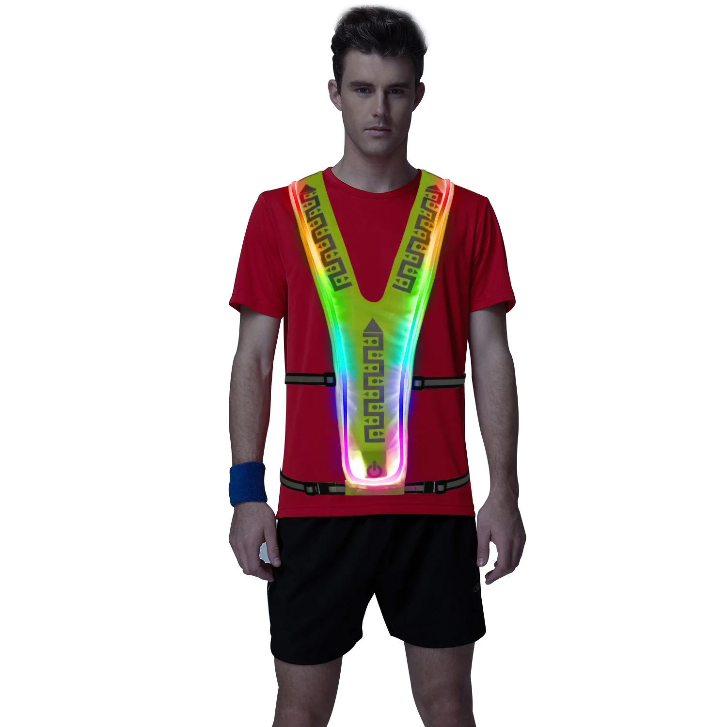 Новинка 360 градусов 15 часов Яркий яркий большой размер велосипедная одежда перезаряжаемый светодиодный жилет с двумя эластичными светоотражающими полосками