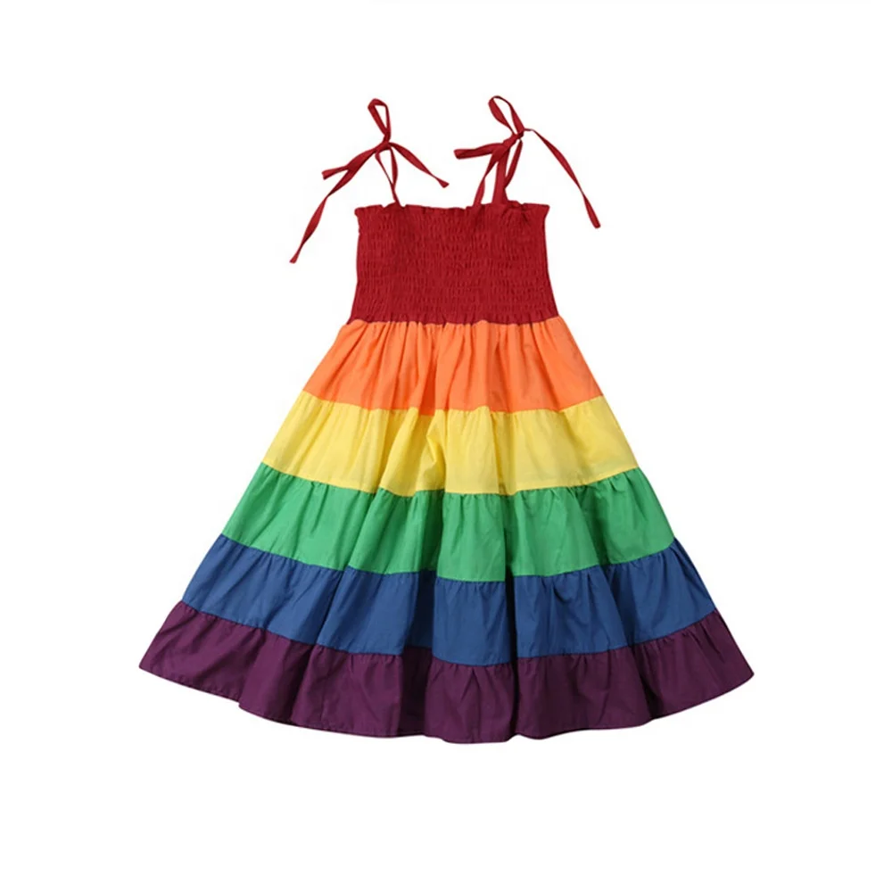 kids rainbow dress cheap wholesale 0-12 T girls`s dress for girls summer cotton dresses
