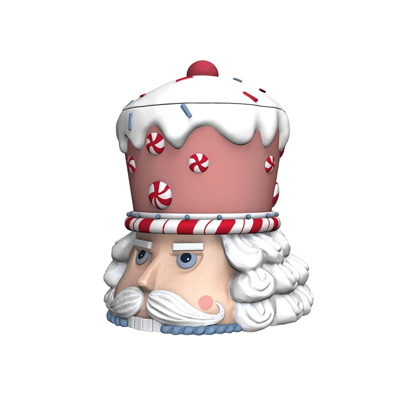 Custom holiday home decor vintage candy food storage container ceramic christmas pastel nutcracker head cookie jar