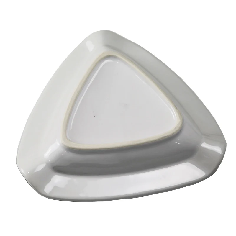 Wholesale Handmade Triangle White Cigar Ashtray Custom Logo Porcelain Stoneware Hotel Office Ash Tray  Ceramic Ashtray