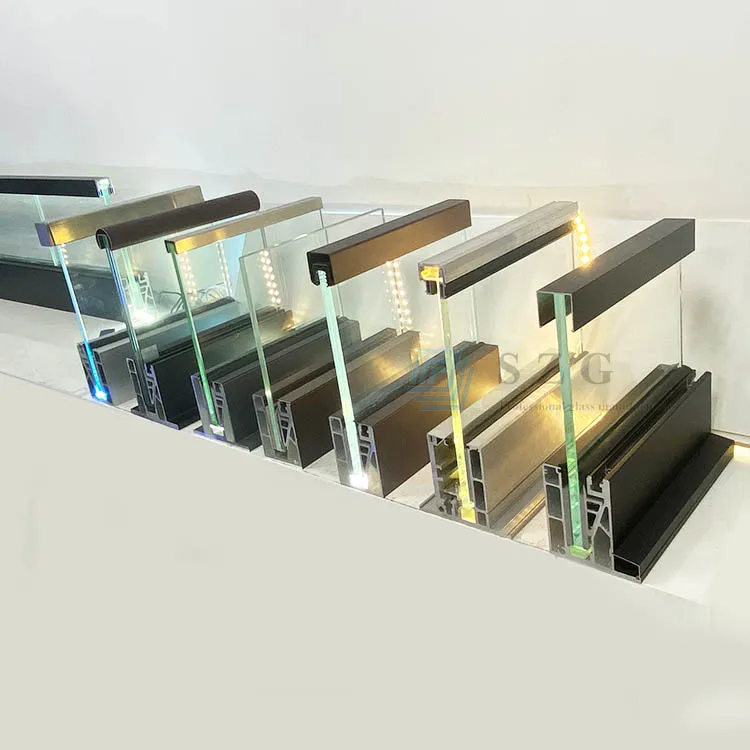 aluminium u profile channel winth led strip light for balcony glass baluatrades